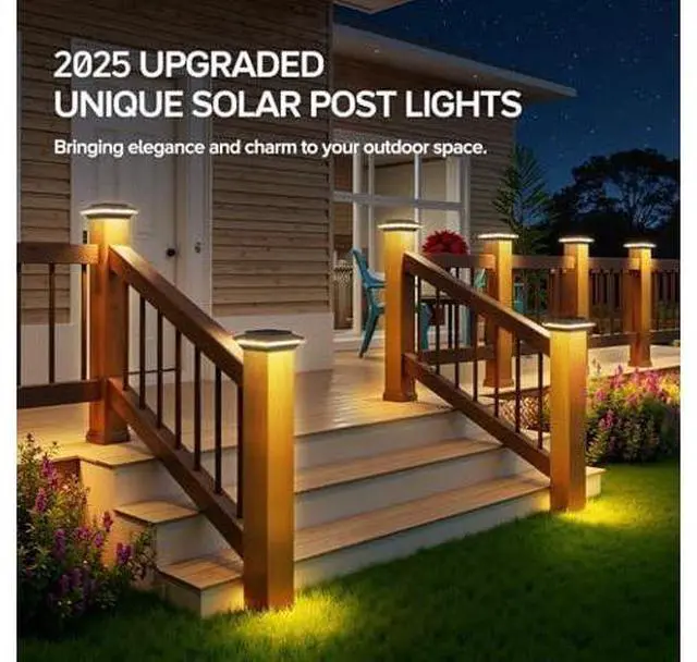 Main image of ELECLINK 12 Pack 4x4 Solar Post Cap Lights Upgraded, Brighter and Extended Beam to Light Post Fence Deck with Warm/White Light, Waterproof Outdoor Posts Solar Lights for Patio Porch Vinyl/Wooden Posts