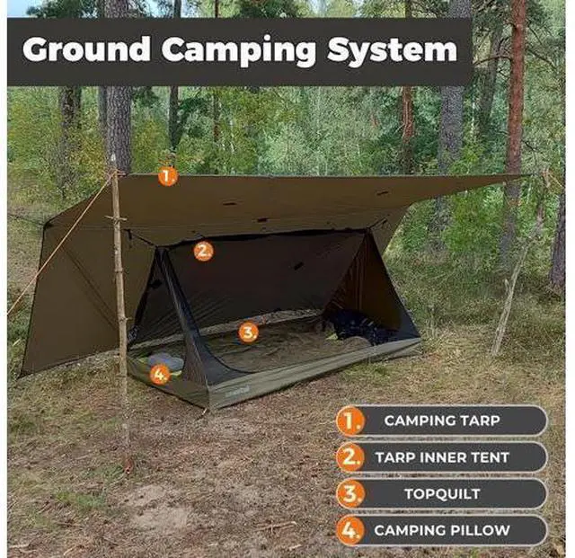 Main image of onewind Mesh Tent for 2 Person, 2 Openings Inner Tent for Tarp Ultralight Trekking Pole Tent Tarp Ba