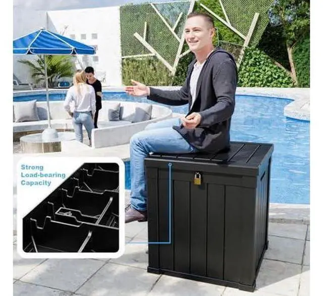 Main image of PatioZen 51 Gallon Resin Deck Box, Lockable Patio Outdoor Storage Box for Furniture, Garden Tools and Tools Storage, Waterproof Outside Storage Boxes - Black
