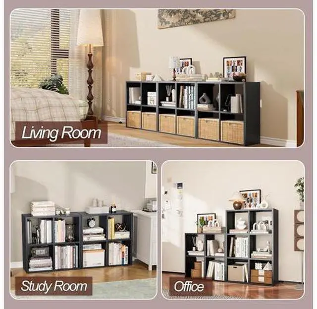 Main image of 4 Cube Storage Organizer, Metal Cube Short Bookcase, 11.8 Deep Black Cube Shelf Cubby Storage, Cubes