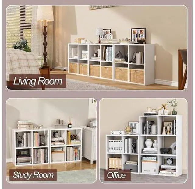 Main image of 4 Cube Storage Organizer, Metal Cube Short Bookcase, 11.8 Deep White Cube Shelf Cubby Storage, Cubes