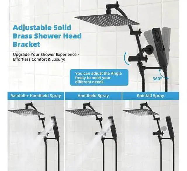 Main image of Hibbent All Metal CUPC Certified 10'' Rainfall Shower Head, Dual Shower Head Combo, High Pressure Ha