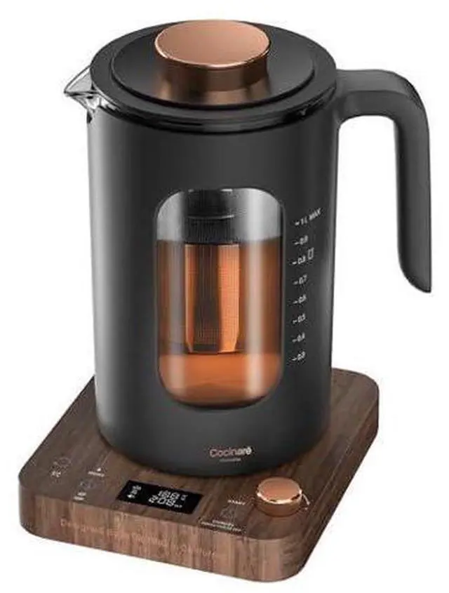 Main image of INTASTING Electric Tea Kettle, Electric Kettle with Tea Infuser, ±1 Knob Temperature Control, BPA-Free Glass, 1200W Fast Heating, Easy to Clean, 1 Liter (Wood)