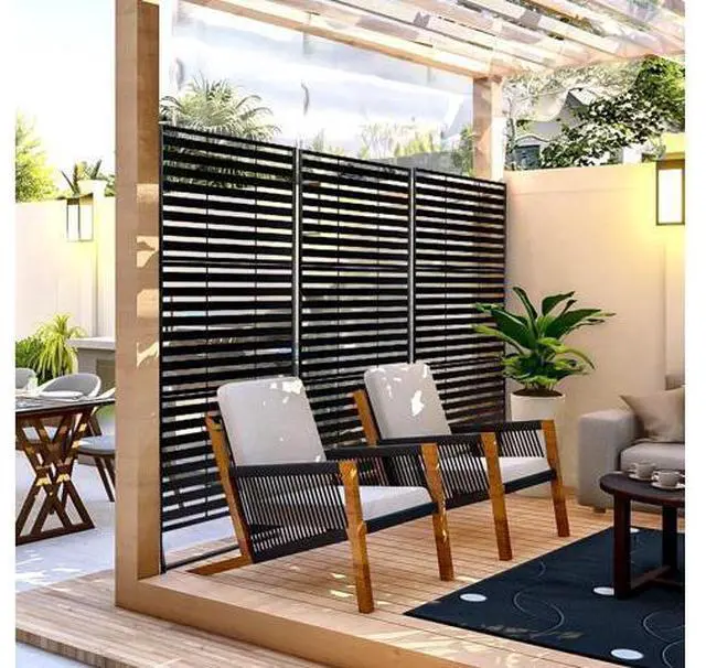 Main image of Metal Privacy Screen for Outdoor, 72" x 49" Freestanding Privacy Fence Panels, Decorative Room Divider for Patio, Deck, Balcony, Pool