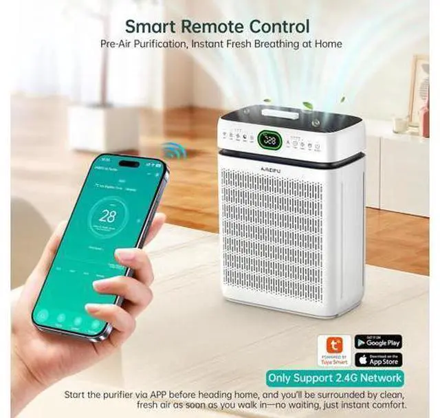 Main image of Air Purifiers for Home Large Room Up to 3500 Sq Ft with Washable Filters,Double-Sided HEPA with PM 2.5 Display Air Quality Sensor,Smart WiFi APP,Air Cleaner for Pets,Hair,Dust,Smoke,Dorm room,Office