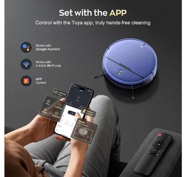 Main image of Robot Vacuum and Mop Combo, 2300Pa Strong Suction, 2-in-1 Dust Box and Water Tank, Works with Alexa/Google Assistant, Long Runtime, Schedule, Quiet, Ideal for Hard Floors, Low-Pile Carpets and Pets