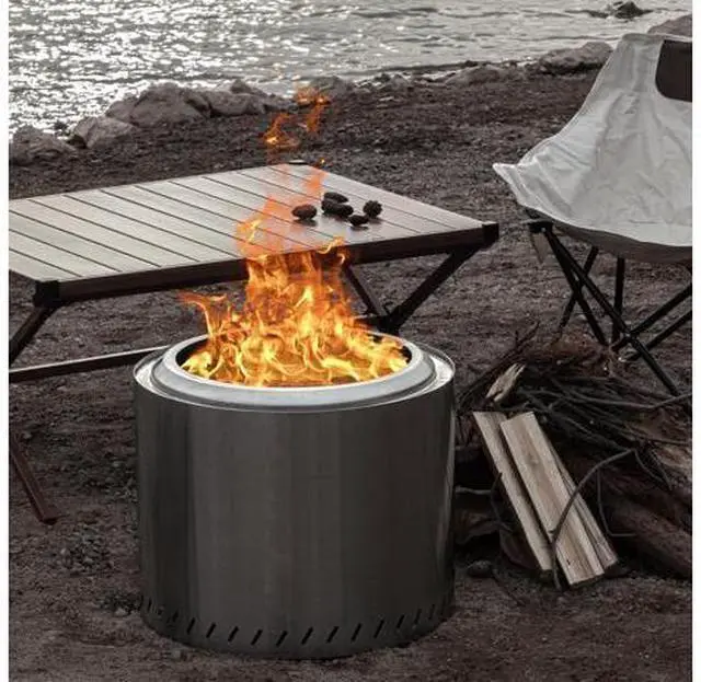 Main image of OutVue 19.5 inch Stainless Steel Smokeless Fire Pit, Outdoor Smokeless Firepit, Wood Burning Fire Pits for Camping, Bonfire, Low Smoke Firepit for Outside (Vertical Hole)