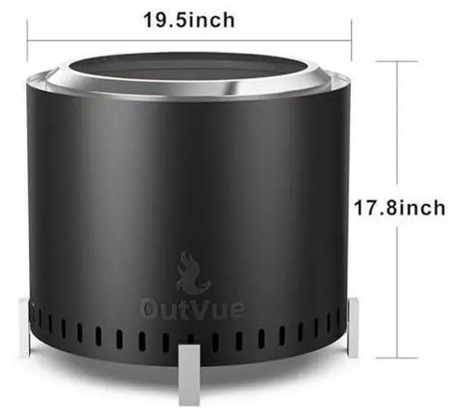 Main image of OutVue 19.5 inch Stainless Steel Smokeless Fire Pit, Outdoor Smokeless Firepit with Tote Bag&Fire Poker, Wood Burning Fire Pits for Camping, Bonfire, Low Smoke Firepit for Outside (Vertical Hole)