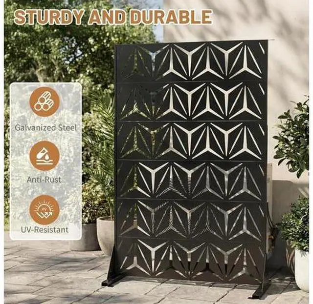Main image of Privacy Fence Panels, 72H x 47W Metal Privacy Screen Freestanding, Decorative Privacy Panels for Patio Garden Pool, Outdoor & Indoor (Y-Shaped)