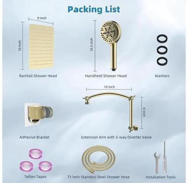 Main image of Hibbent All Metal cUPC Certified Shower Head, 10'' High Pressure Rain Shower Head, Handheld Showerhe