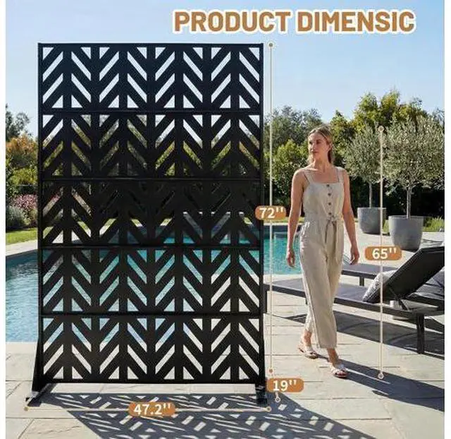 Main image of Privacy Fence Panels, 72H x 47W Metal Privacy Screen Freestanding, Decorative Privacy Panels for Patio Garden Pool, Outdoor & Indoor (Arrowhead)