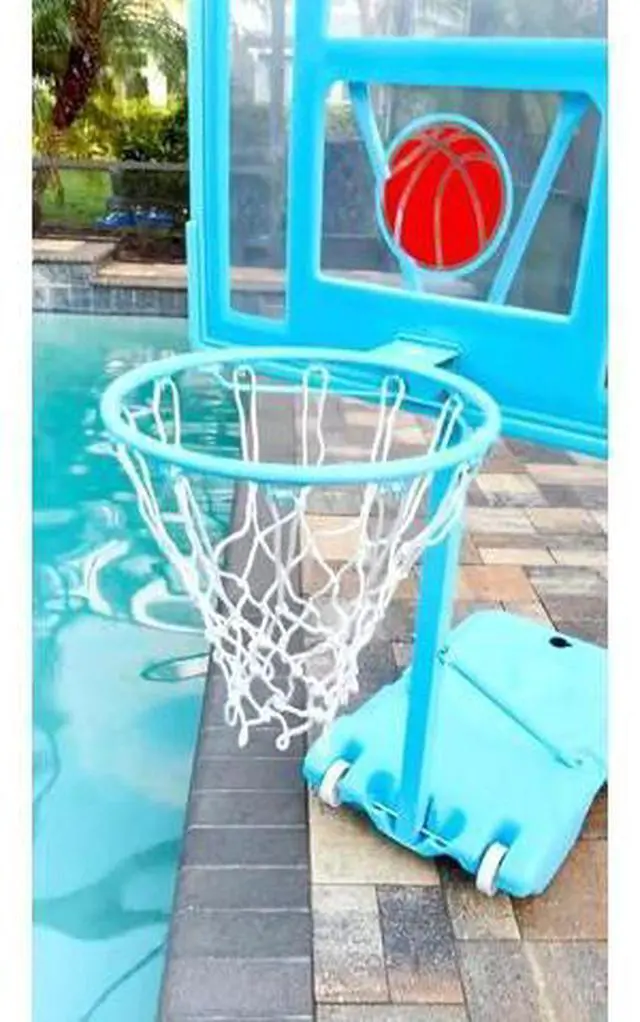 Main image of 32x23 Pool Basketball Hoop, 3.1FT-4.1FT Height Adjustable Poolside Basketball Hoop,Include Air Pump,Basketball, Made for Teens, Adults, Black