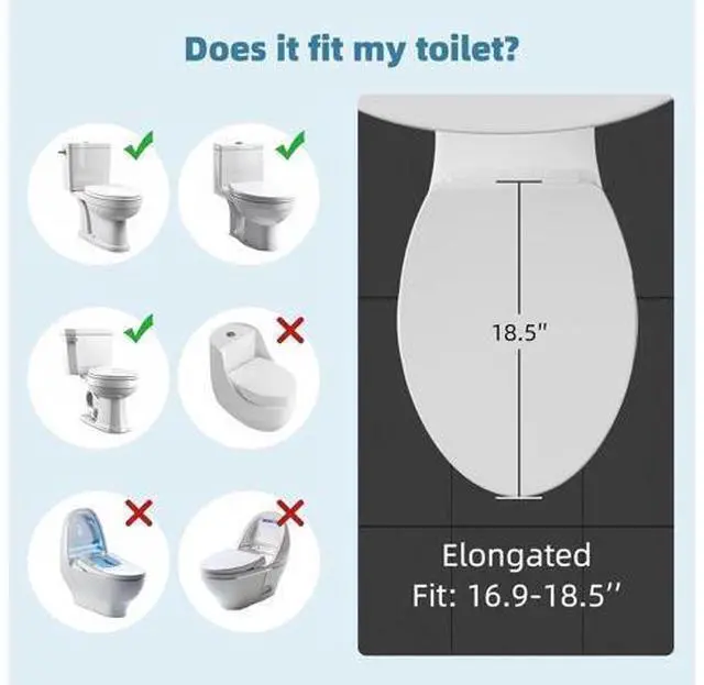 Main image of Hibbent Elongated Bidet Toilet Seat with Slow Close, Non-Electric Bidet Attachment for Toilet Seat w