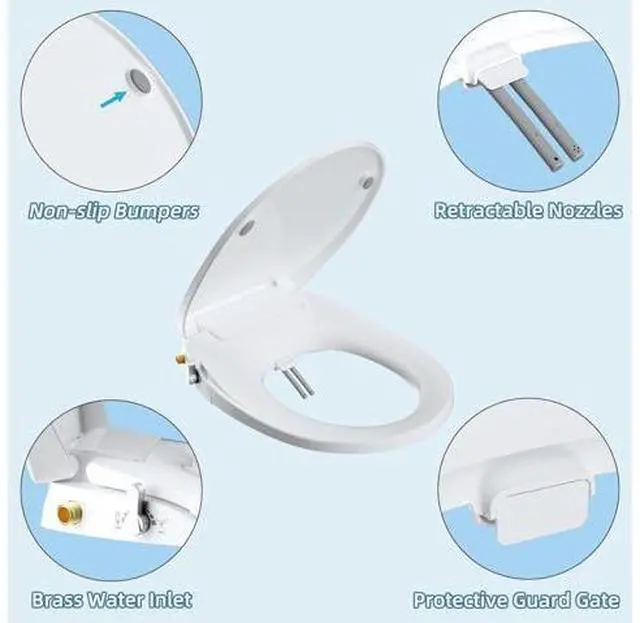 Main image of Hibbent Round Bidet Toilet Seat with Slow Close, Non-Electric Bidet Attachment for Toilet Seat with