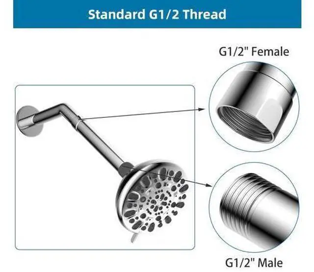 Main image of Hibbent All Metal Shower Head with All Metal 6 Inch Shower Head Extension Arm