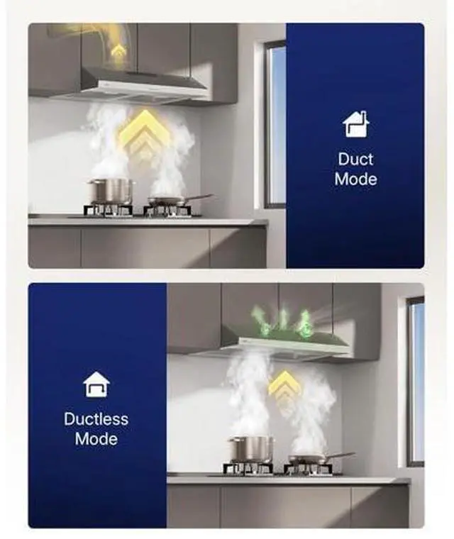 Main image of Upstreman 30 Inch Under Cabinet Range Hood, Stainless Steel Kitchen Vent Hood with LED Lights, Butto