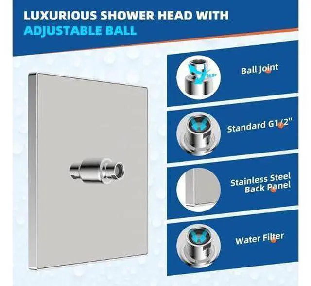 Main image of Hibbent Shower Head Extension Arm with Thickness Metal Rain Shower Head