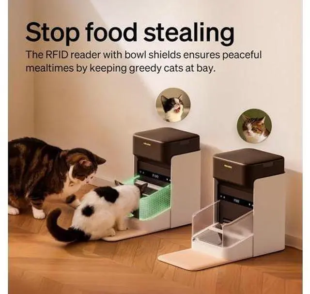 Main image of RFID Automatic Cat Feeder, Collar Sensor for Personalized Meals, Cats Recognition, Diet Tracking and Anti-Stealing for Multi-Pets Homes and Different Diets, Wi-Fi Programmable Food Dispenser