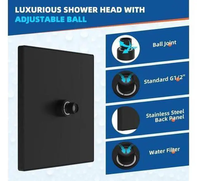 Main image of Hibbent Shower Head Extension Arm with Thickness Metal Rain Shower Head