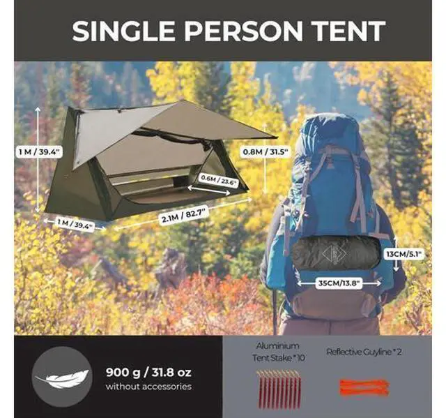 Main image of onewind One Person Tent with Pillow, Backpacking Ultralight Tent with Camping Soft Pillow for Campin