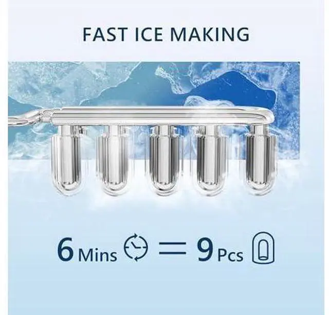 Main image of EUHOMY Ice Maker Countertop Machine - 26 lbs in 24 Hours, 9 Cubes Ready in 6 Mins, Electric ice Maker and Compact ice Maker with Ice Scoop and Basket. Perfect for Home/Kitchen/Office.(Black)