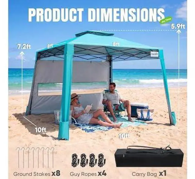 Main image of Quictent 10x10 Pop Up Canopy Tent with 1 Sidewall Lightweight, Portable, and Versatile for Beach and Sporting Events with Sun Protection and Easy Setup