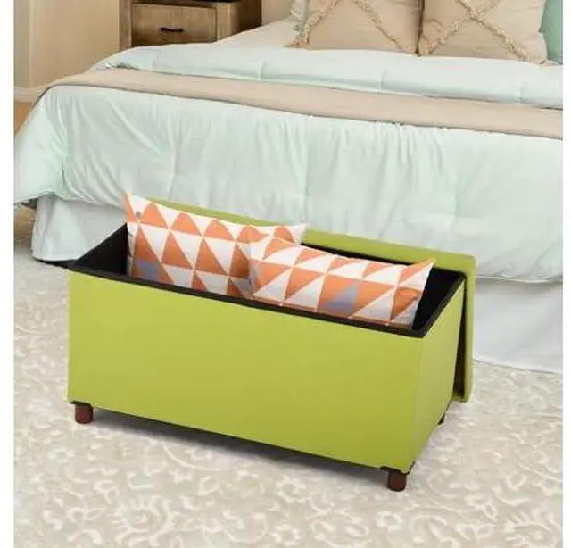 Main image of Dorriss Storage Ottoman for Living Room Ottoman with Tray Bedroom Foot Rest Stool with Legs Small Ottomans Coffee Table Foldable Footstool Faxu Leather (Light Green)
