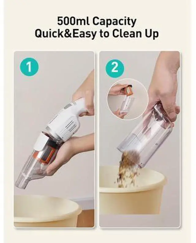 Main image of Aspiron Cordless Handheld Vacuum, 24KPA Powerful Car Vacuum, 2-Speed, 2 Charging Methods, Wireless Charger, Ergonomic Handle, Portable Rechargeable Vacuum Cleaner for Car, Home, Cream White