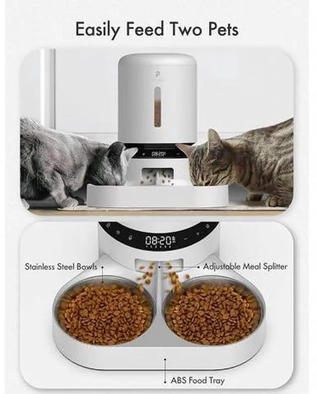Main image of Automatic Cat Feeder with Camera for Two Cats, 1080P HD Video with Night Vision, 5G WiFi Pet Feeder with Phone APP Control, 2-Way Audio for Cat & Dog, Low Food & Motion & Sound Alerts White 5L Basic