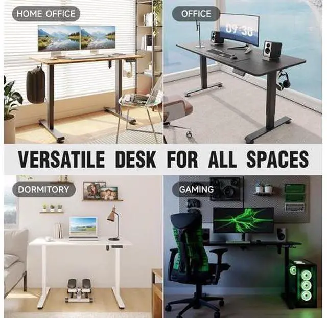 Main image of 55 Inch, Height Adjustable Sit Stand Up, Wood Desktop, Work Home Office Computer PC Table, Tall Standup Workstation, Gaming Writing Study Bedroom Rising Desks, Black