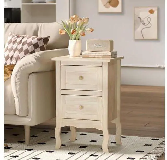 Main image of Nightstands Set of 2, Solid Wood Nightstand Unfinished for Color DIY, Small Night Stand for Bedroom, Natural Wood Nightstand with Drawers, Light Wood Nightstands, Real Wooden Bed Side Table