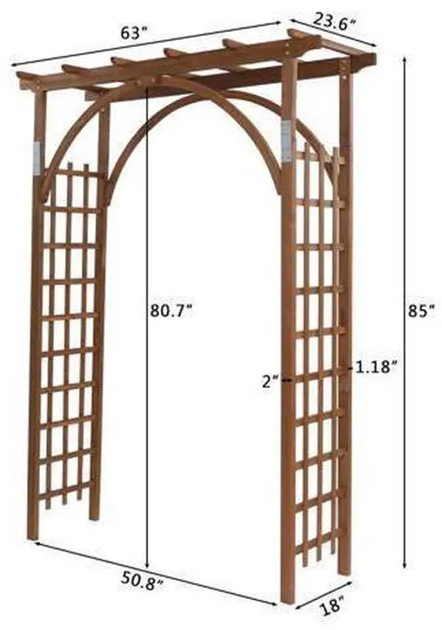 Main image of 85in Wooden Arbor Garden Arch, Wedding Arch for Ceremony, Wood Trellis for Plant Climbing, Christmas Decor Pergola for Garden Backyard, Lawn (Brown)