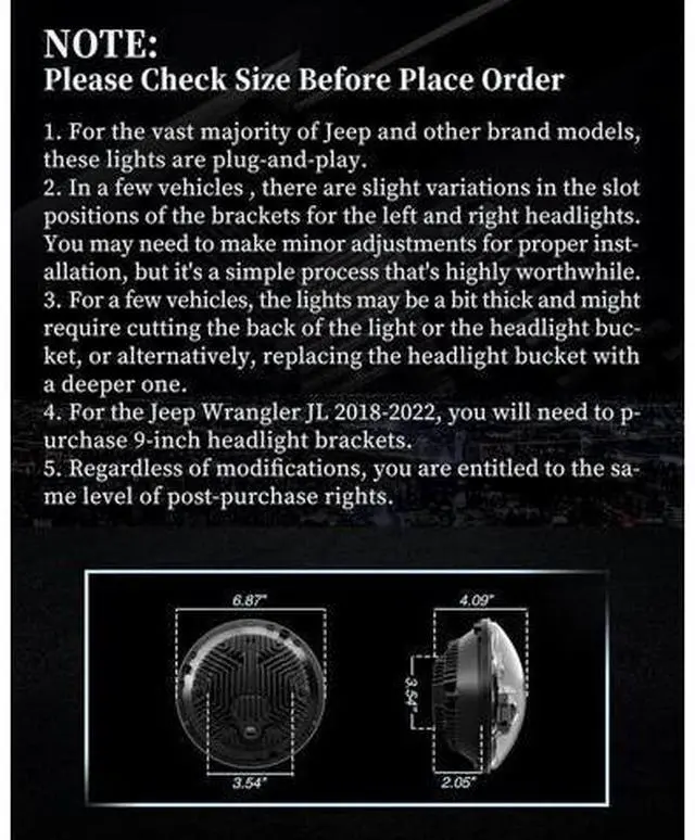 Main image of HWSTAR Pair New 1000% Bright Anti-glare 7 Inch Led Headlights Round Compatible with Jeep Wrangler JK JKU TJ LJ Chevy Ford GMC Dodge Mazda Nissan Mack VW etc DOT Approved H6024 Hi/Low Sealed Beam