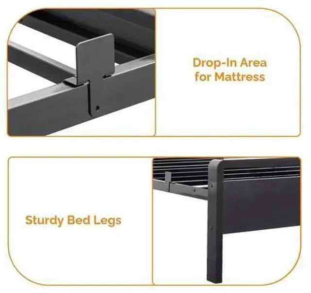Main image of Twin Platform Bed Frame with LED Headboard & Footboard, USB Charging Station, Metal Panel Bed with 12-Inch Under Bed Storage Space, No Box Spring Needed for Dorm Bedroom Teen Guest Room, Black