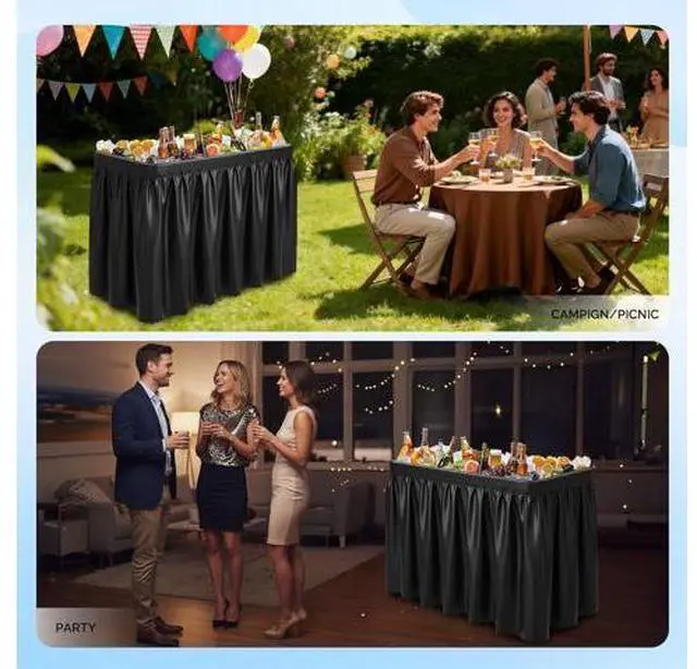 Main image of 4FT Ice Table, Portasble Cooler Side Table with Removable Skirt, Patio Table, Indoor & Outdoor Bar for Events, Parties and Camping Black
