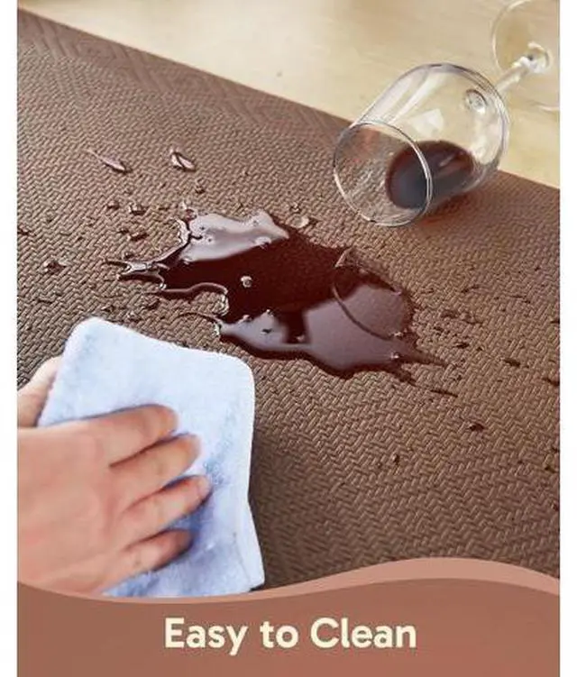 Main image of Kitchen Mats for Floor, 3/4 Inch Thick Kitchen Rugs, 24'' x 70'' Anti Fatigue Standing Cushioned Mat, Waterproof,Comfort Ergonomic Mat for Office, Home, Sink, Brown Non-Slip Bottom