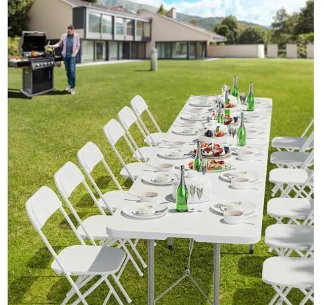 Main image of 6-Foot Portable Plastic Folding Table,Rectangular HDPE Tabletop Foling Table for Indoor and Outdoor Use with Carrying Handle,White 2 Pack