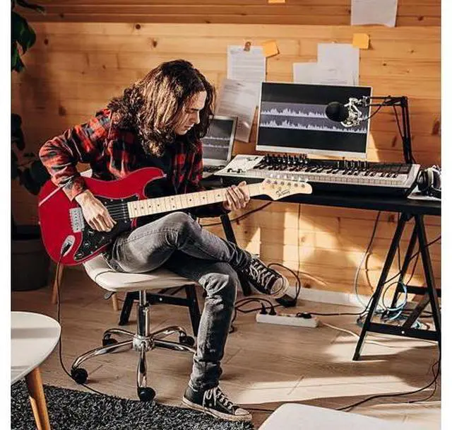 Main image of Full Size Electric Guitar for Music Lover Beginner with 20W Amp and Accessories Pack Guitar Bag (RED, 39" Right Handed)