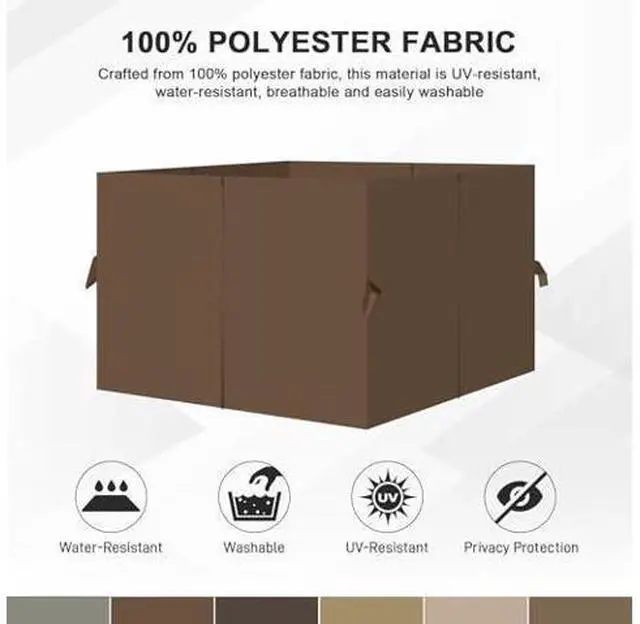 Main image of Aoodor 12x14 ft Outdoor Gazebo Curtains, 4 Panels Waterproof Privacy Sidewall Replacement with Zipper for Patio Pergola and Canopy, Brown