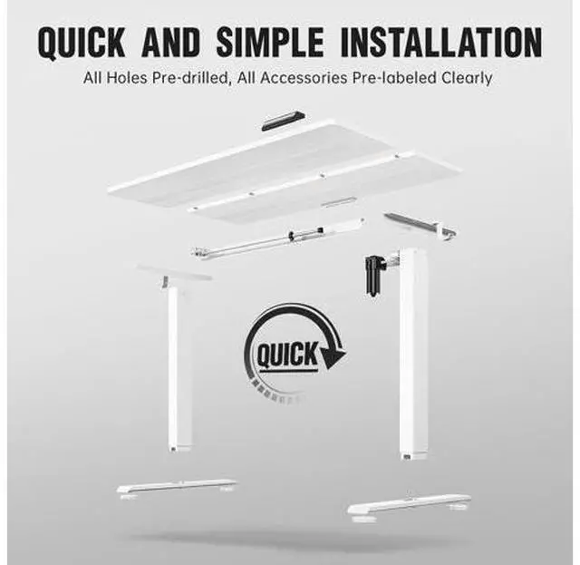 Main image of 47.2 Inch Large Electric Standing Desk, Heights Adjustable, Sit to Stand Up, Work Home Office Computer Table for Study, Walking Pad, Writing, and Games, Wooden Desktop Desks, White