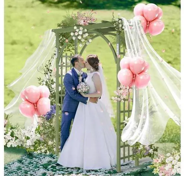 Main image of 85in Wooden Arbor, Wedding Arch for Ceremony, Wood Trellis for Plant Climbing, Christmas Decor Pergola for Garden Backyard, Lawn (Olive Green)