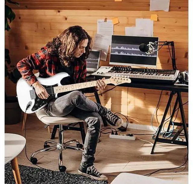 Main image of Full Size Electric Guitar for Music Lover Beginner with 20W Amp and Accessories Pack Guitar Bag (WHITE, 39" Right Handed)