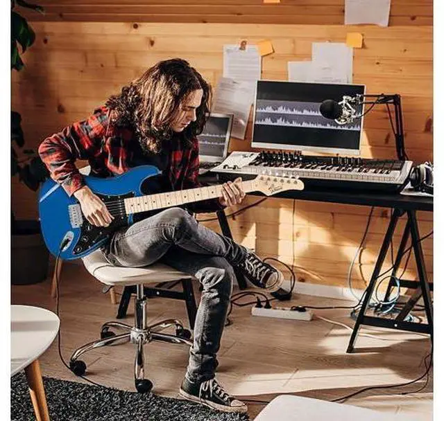 Main image of Full Size Electric Guitar for Music Lover Beginner with 20W Amp and Accessories Pack Guitar Bag (BLUE, 39" Right Handed)