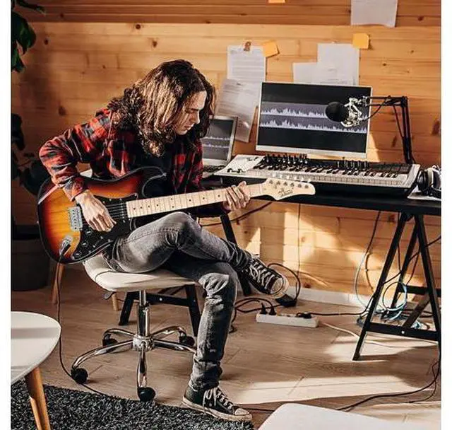 Main image of Full Size Electric Guitar for Music Lover Beginner with 20W Amp and Accessories Pack Guitar Bag (SUNSET, 39" Right Handed)