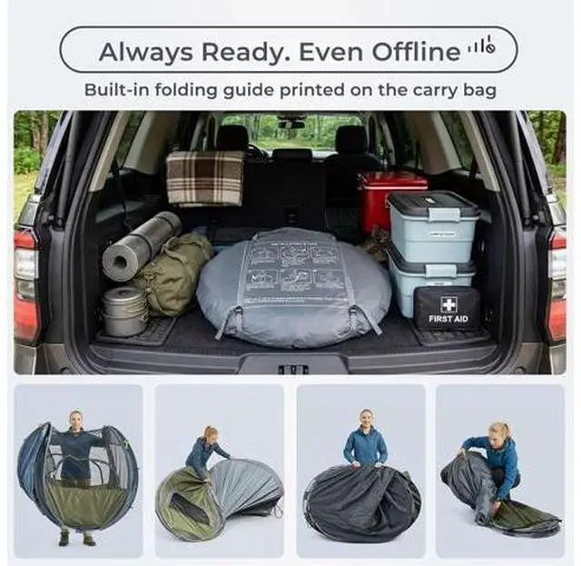 Main image of 4/6 Person Easy Pop Up Tent,Camping Tent with Skylight and Rainfly,Waterproof,Quick Setup-Instant Te