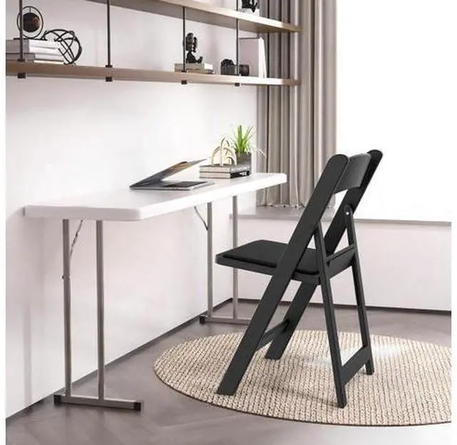 Main image of Resin Folding Chairs with Cushion, Foldable Plastic Chair with Comfortable Padded Seats, Perfect for Event Party Indoor Outdoor, Black, 4 PC
