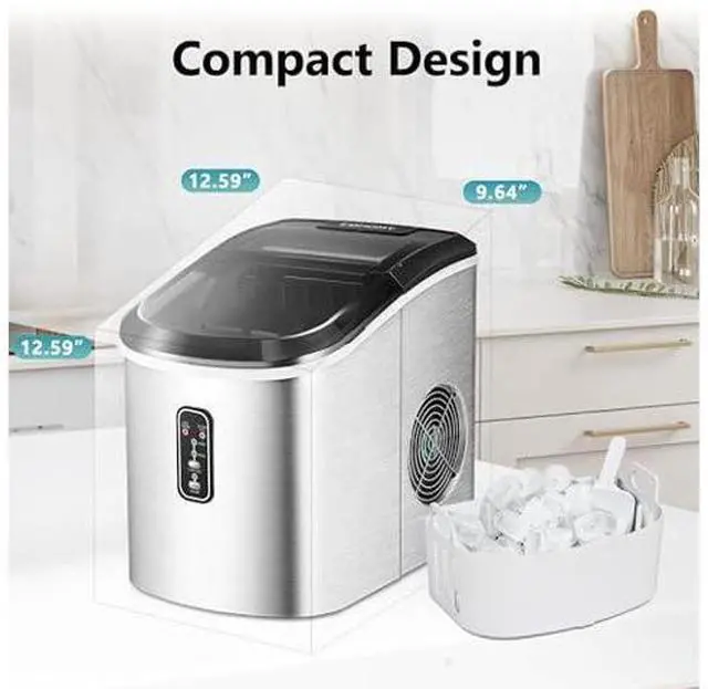 Main image of EUHOMY Smart Ice Makers Countertop -26lbs in 24 Hours, 9 Cubes Ready in 8Mins, Self-Cleaning Countertop Ice Maker, Portable Ice Maker with Ice Scoop and Basket, Perfect for Home/Kitchen/Office(Sliver