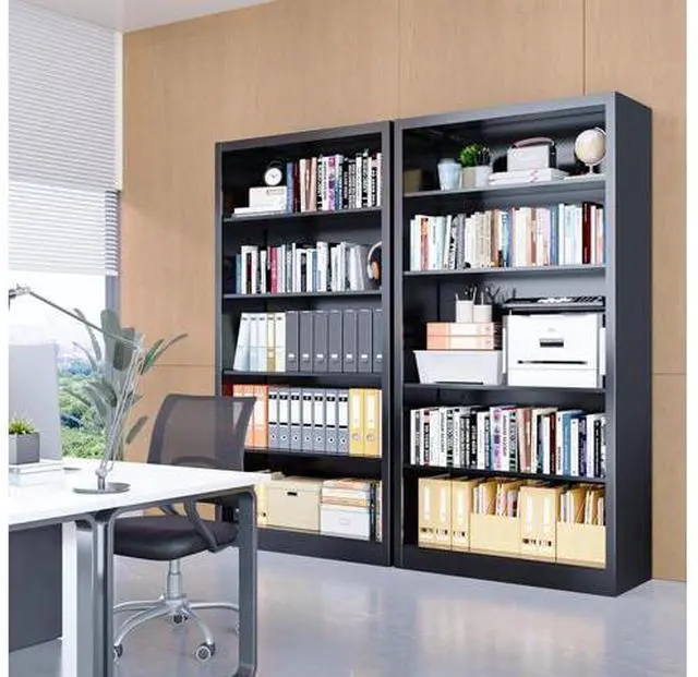 Main image of OSEILLC Bookcase,5 Tier Black Bookshelves,55" Tall Free Standing Metal Bookcase with Adjustable Stor
