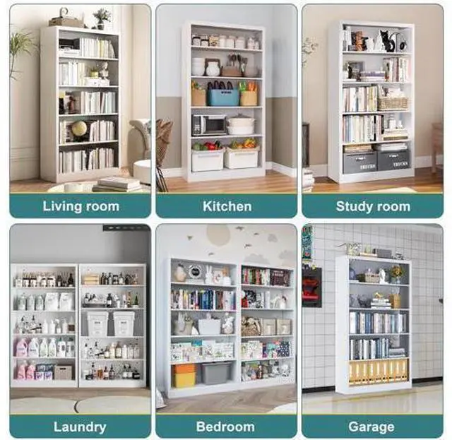Main image of Heavy-Duty Steel Open Storage Cabinet with Adjustable Shelves, 5-Tier Shelving Unit, Easy Assembly F