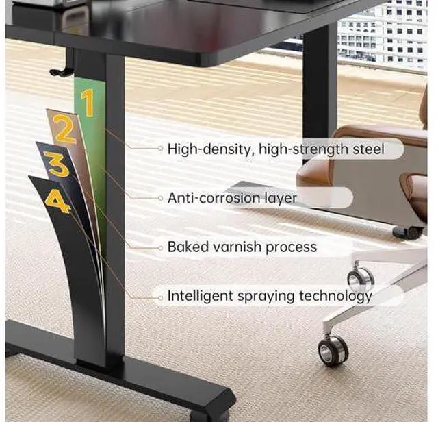 Main image of 39.4" Small Electric Standing Desk, Adjustable Height Office Desk with Wood Desktop, Computer Table for Home Work, Study and Gaming, Small Spaces, Modern Furniture, Black